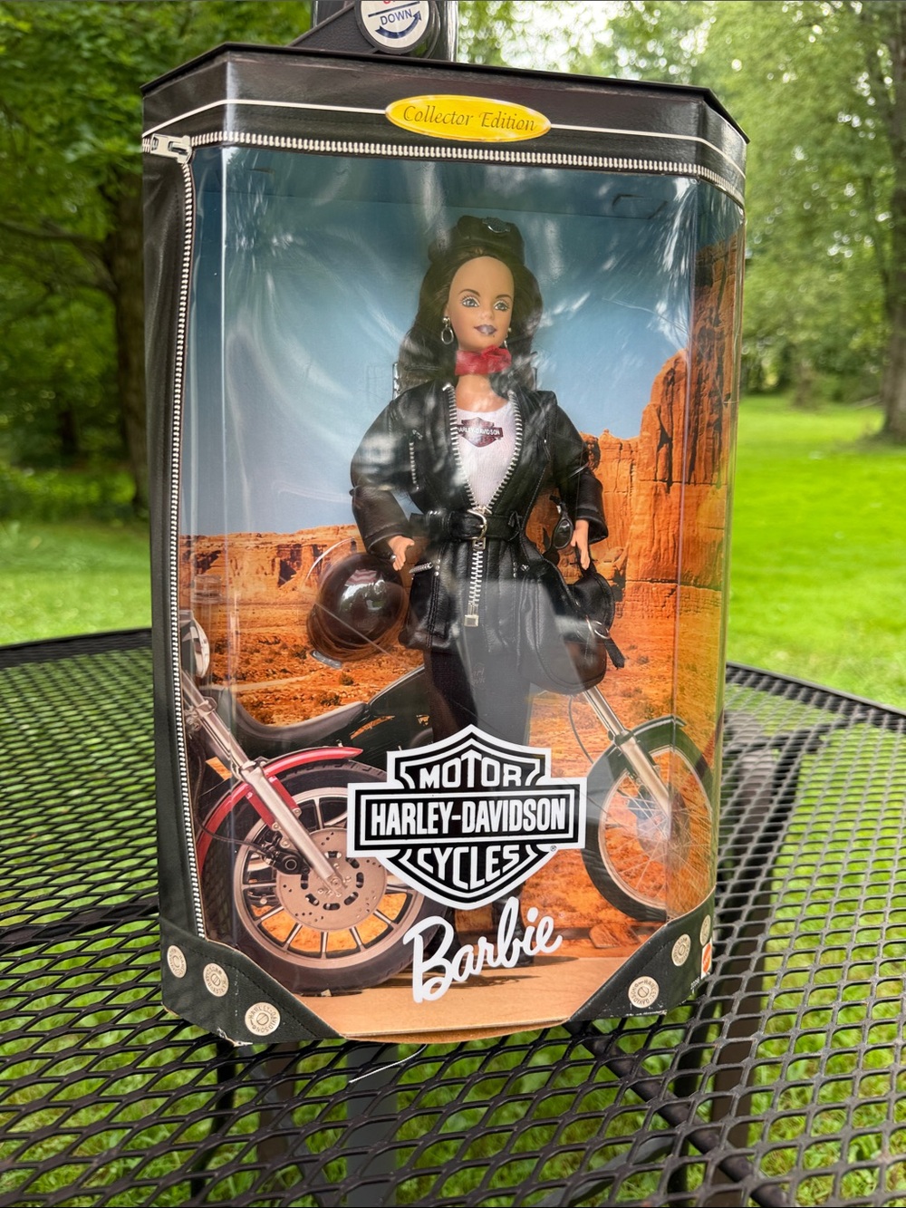 Harley-Davidson Black Leather Jacket Barbie with Red Scarf Accent